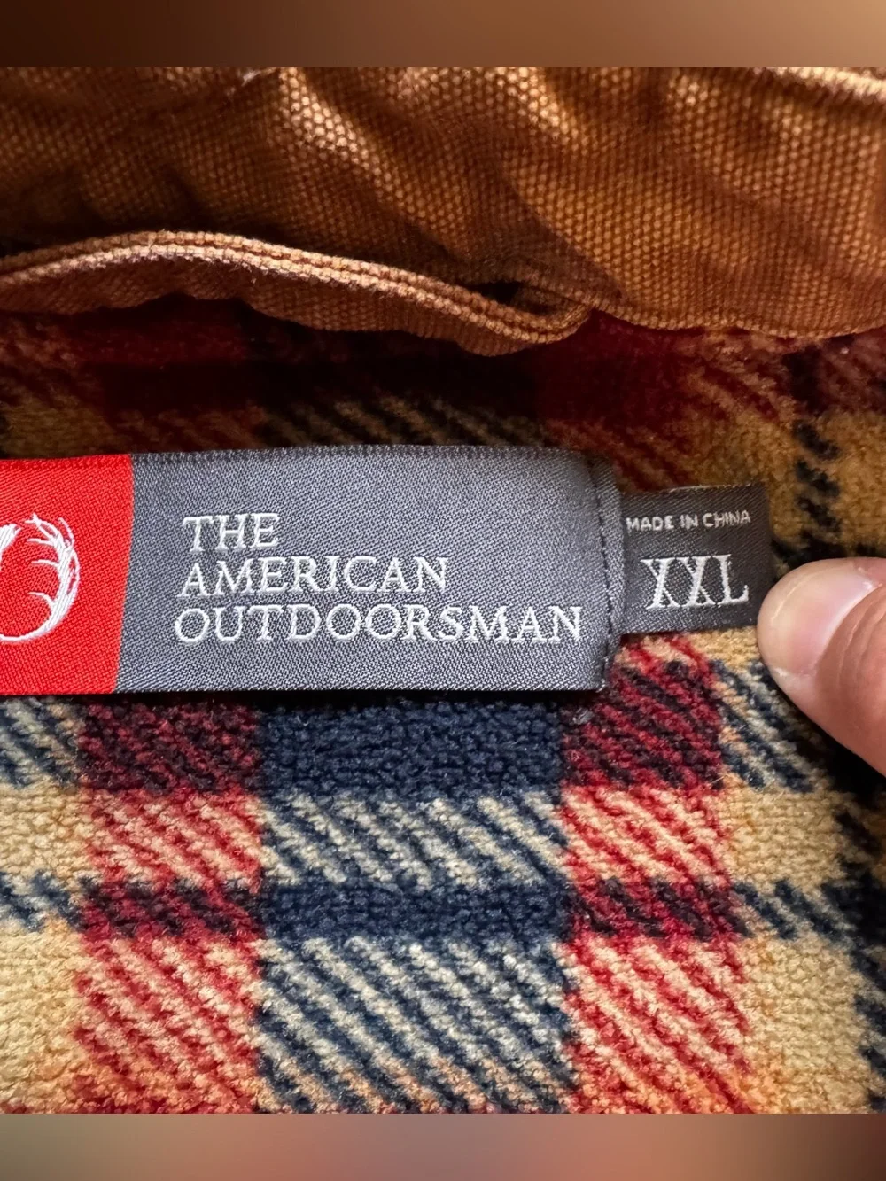 American Outdoorsman Mens XXL Brown Canvas Fleece Lined Shirt Jacket Workwear